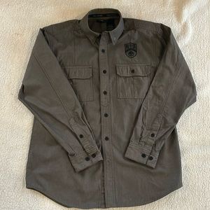 Gray Harley Davidson riding shirt with snap collar